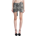 Belted Denim Cargo Mini Skirt