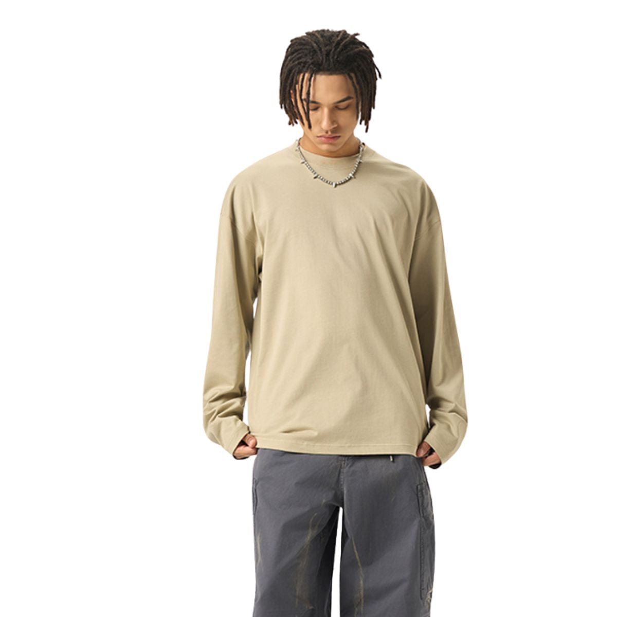 Solid Long-Sleeve Cotton T-Shirt 270gsm