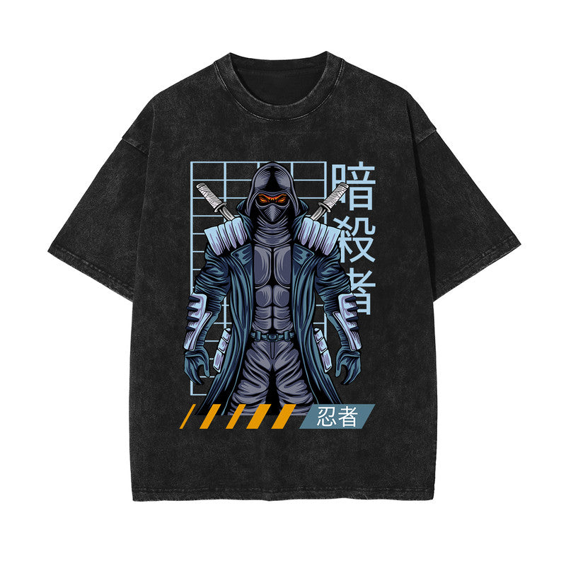 Urban Ninja Stone Wash Graphic Tee-INNBLAC Fashion Apparel