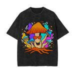 Neon Mushroom Stone Wash Graphic Tee-INNBLAC Fashion Apparel