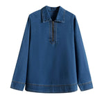Women's Street Fashion Casual Shirt-Style Denim Top