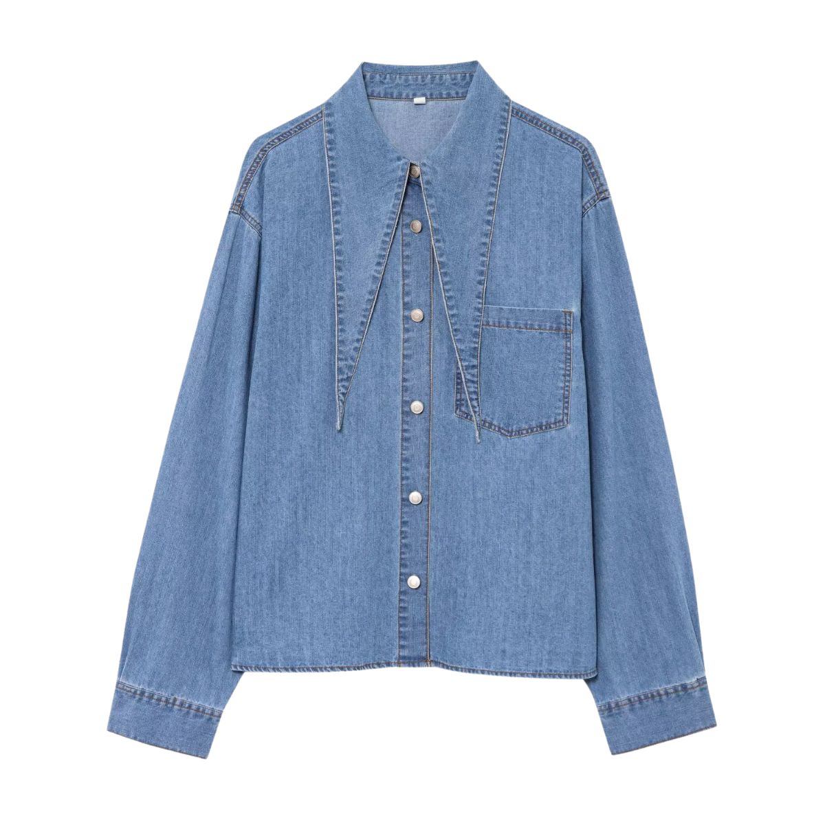 Women's Denim Shirt Stylish Blouse Layered Design Top