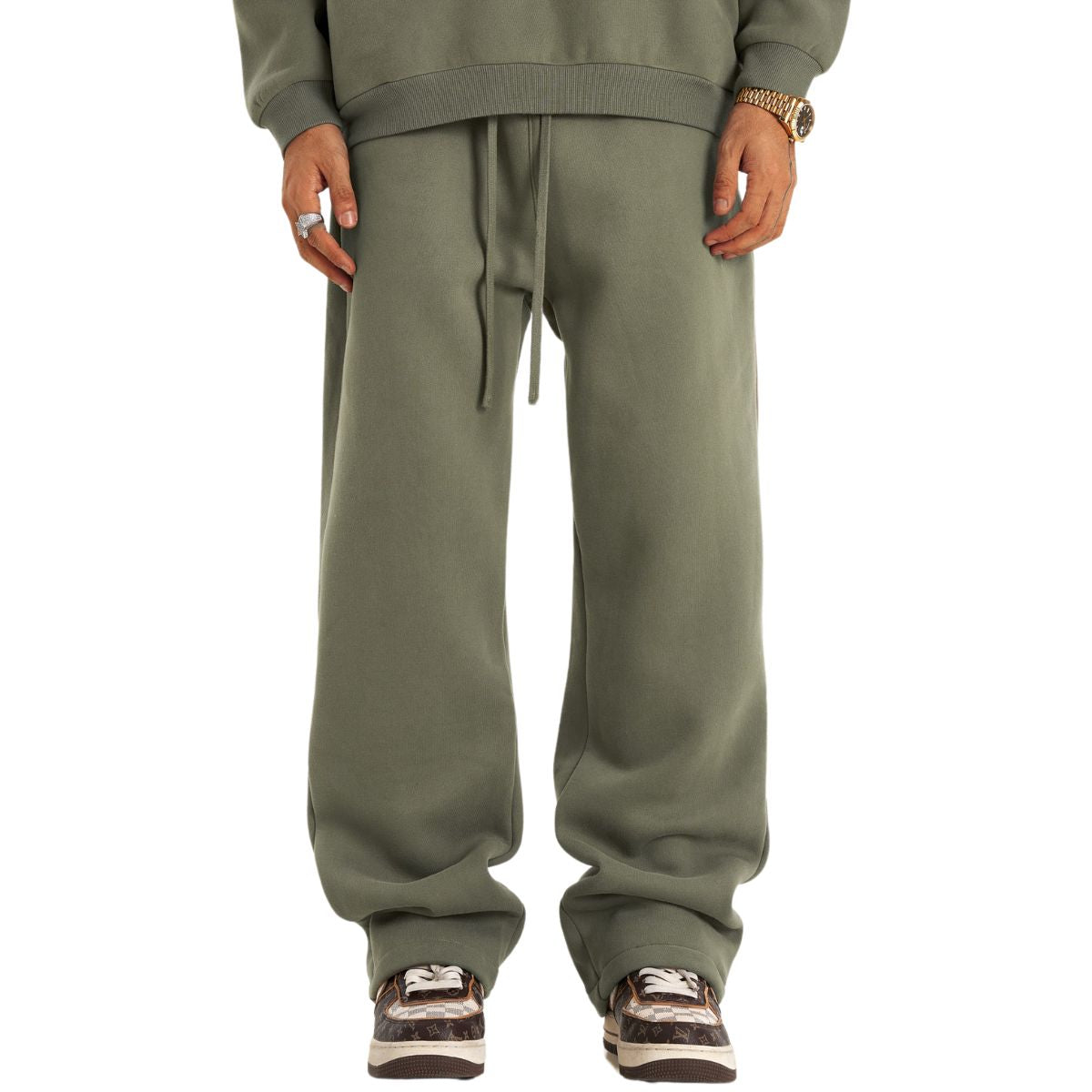 Solid Color Plush Lining Baggy Sweatpants-INNBLAC Fashion Apparel