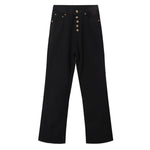 Button Fly Wide Leg Denim Jeans