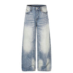 Vintage Light Wash Wide Leg Jeans with Whiskered Fade
