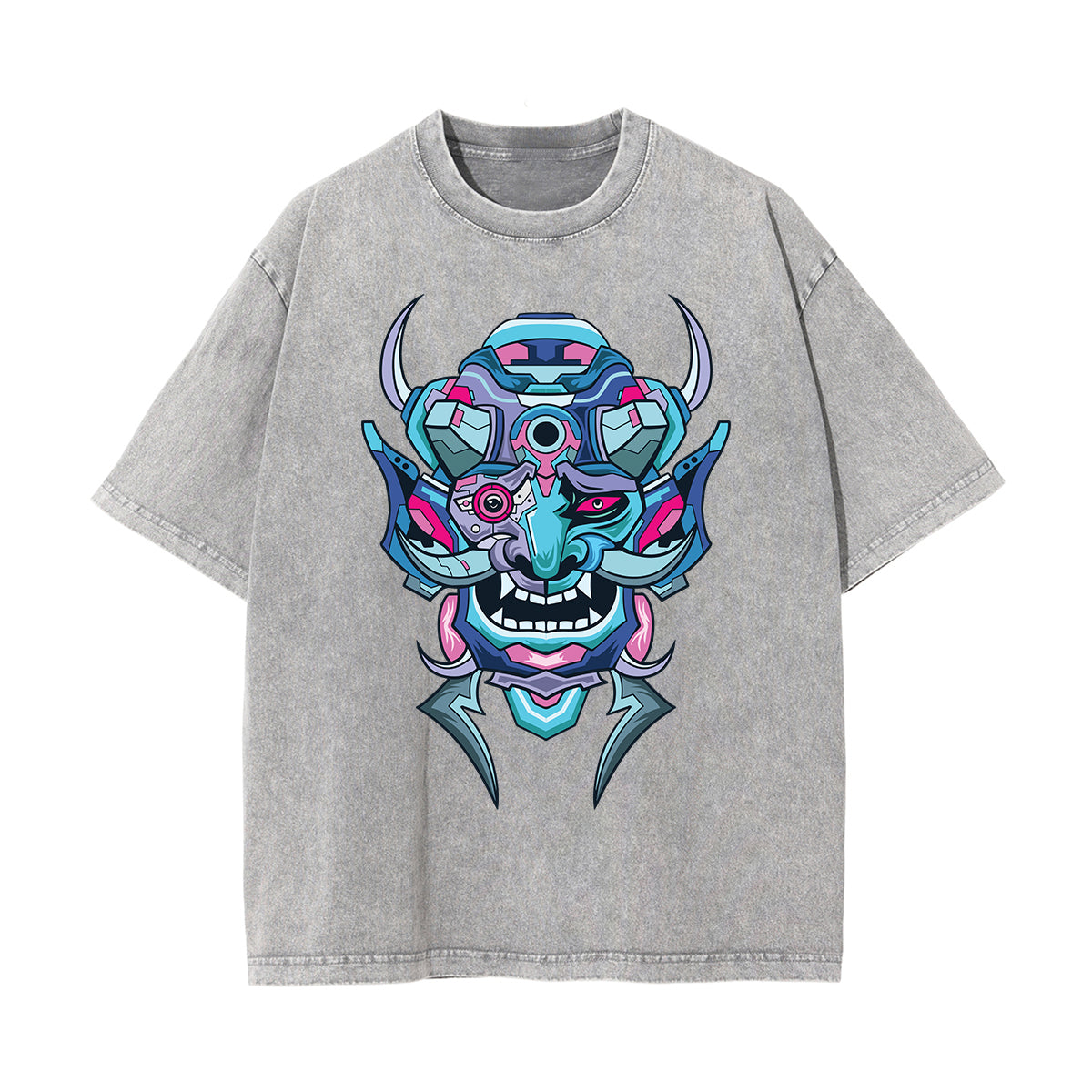 Oni Mask Mecha Graphic Tee-INNBLAC Fashion Apparel