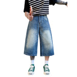 Vintage Sand Wash Straight Leg Denim Shorts