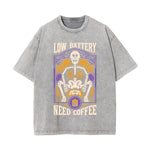 Low Battery Need Coffee Graphic Tee-INNBLAC Fashion Apparel