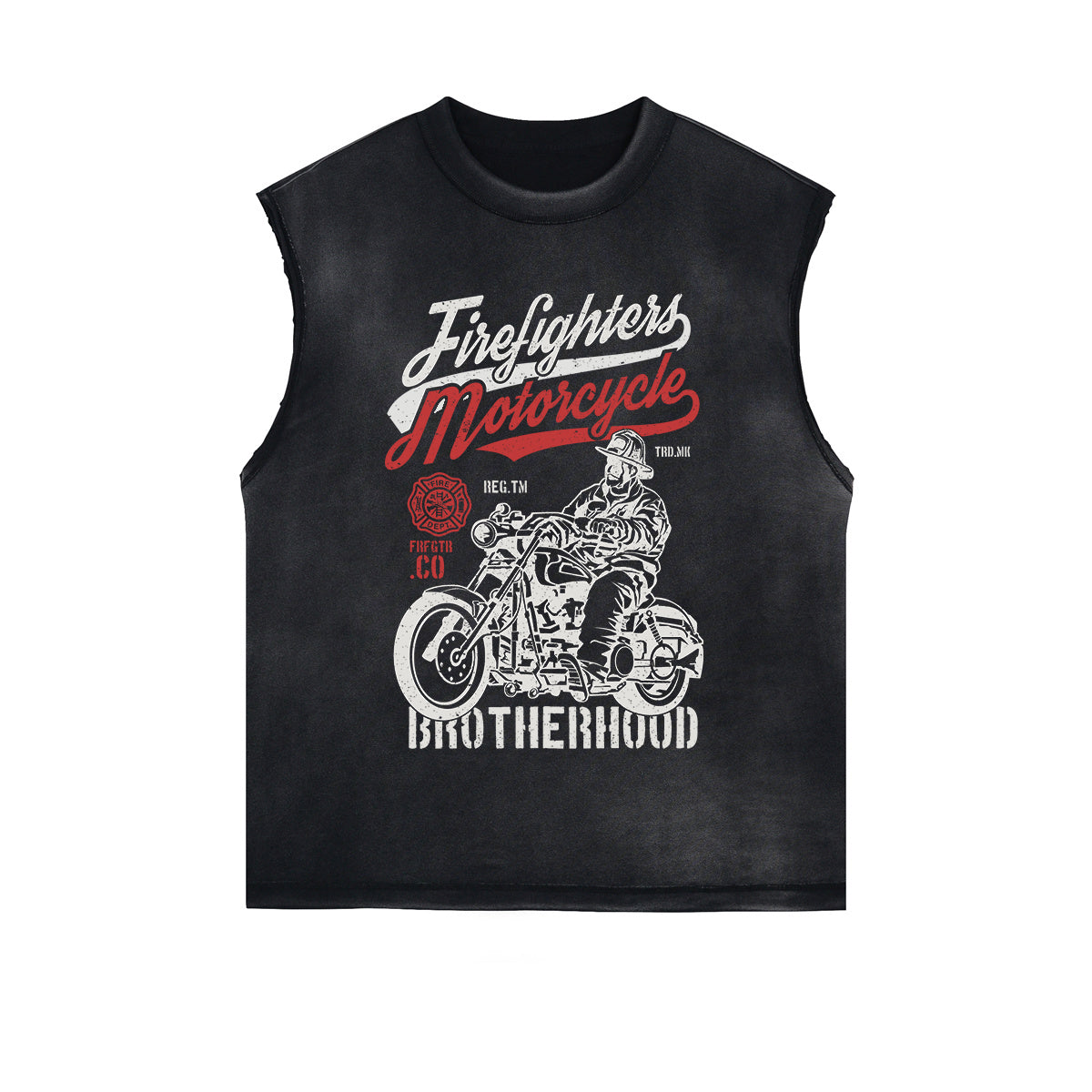 Firefighters Motorcycle Graphic Sleeveless Tee-INNBLAC Fashion Apparel