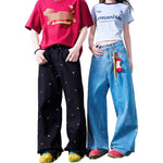 Vintage Rhinestone Straight Leg Jeans
