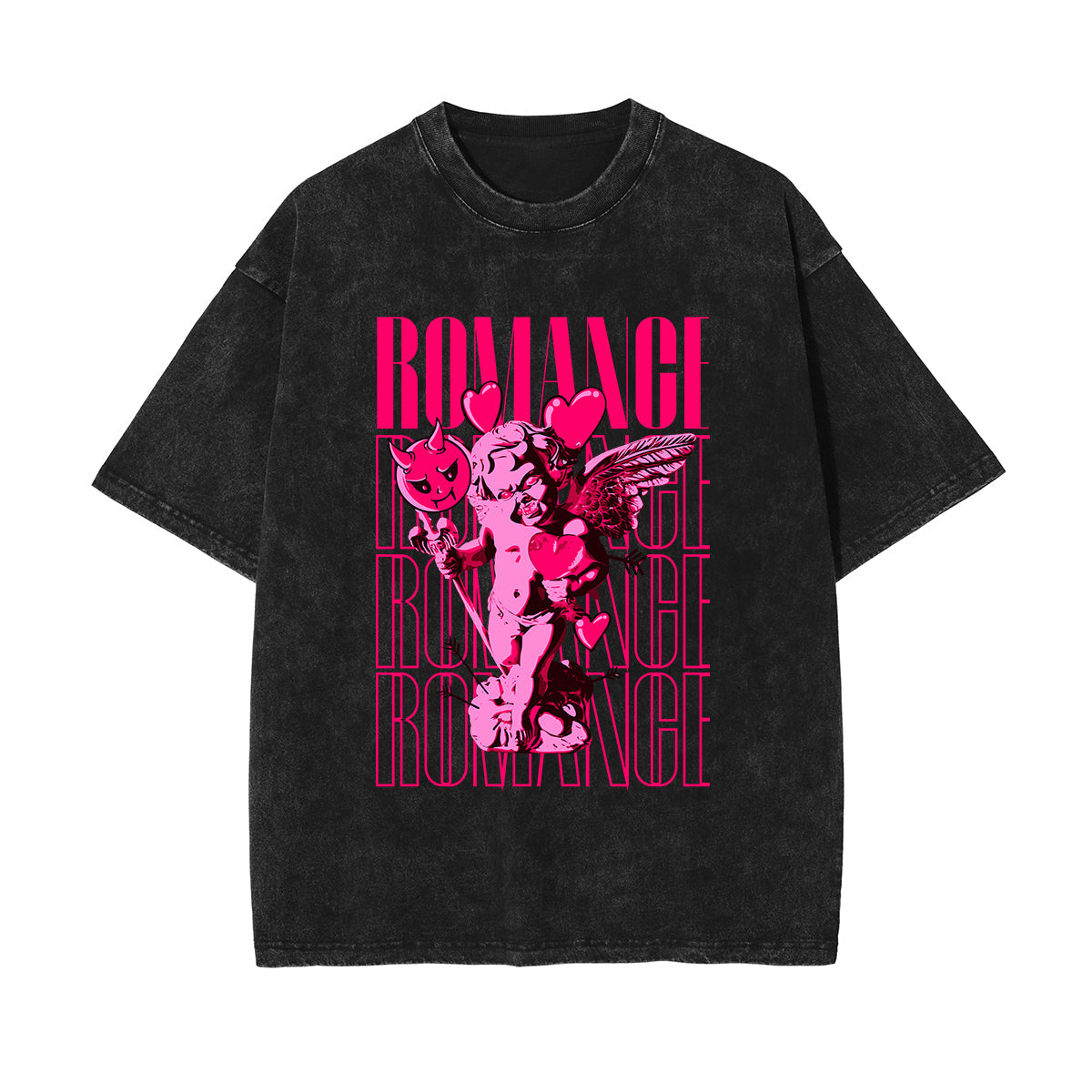 Romance Brutalism Stone Wash Graphic Tee-INNBLAC Fashion Apparel