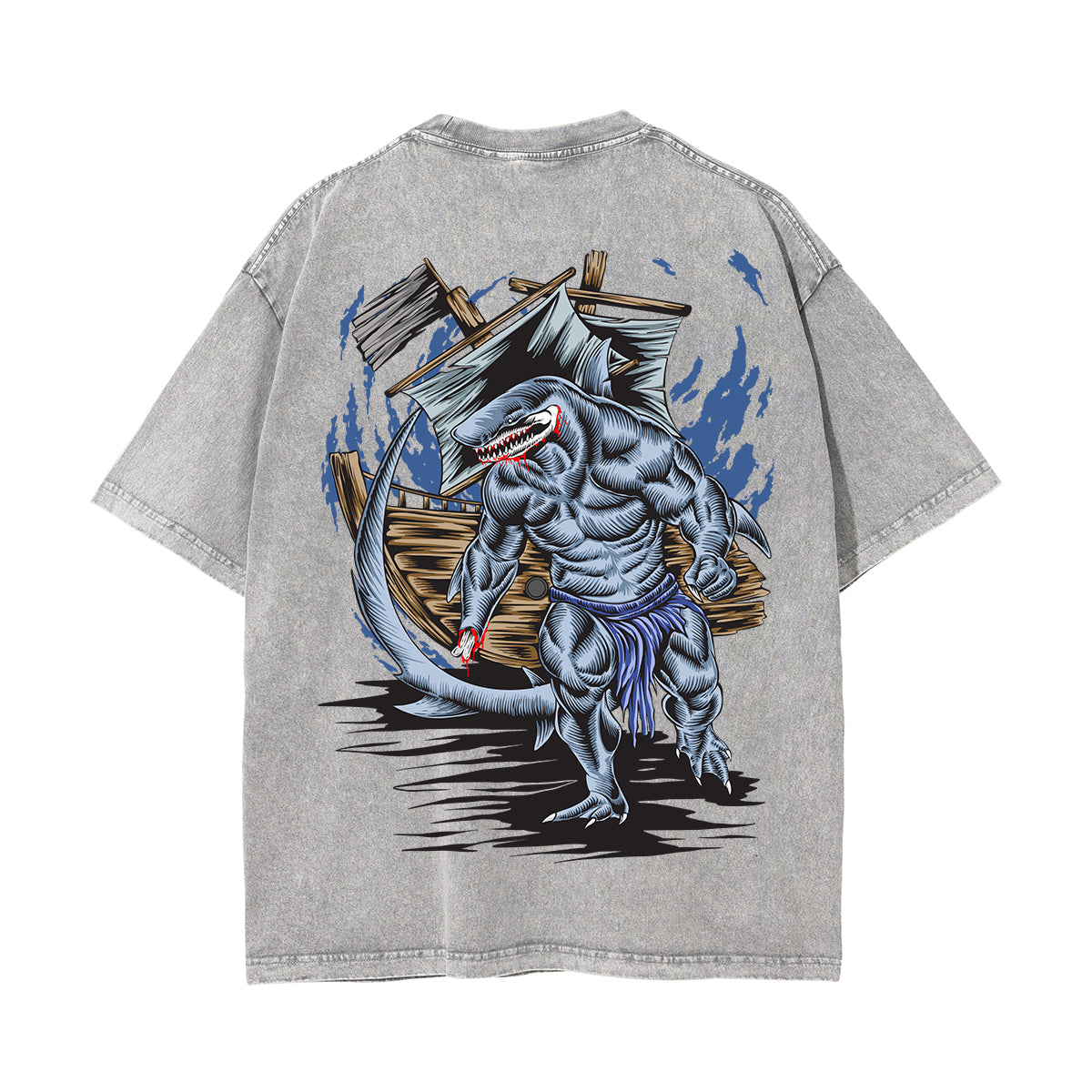 Sea Beast Graphic Washed Tee-INNBLAC Fashion Apparel