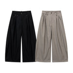 Vintage Curved Wide Leg Draped Trousers