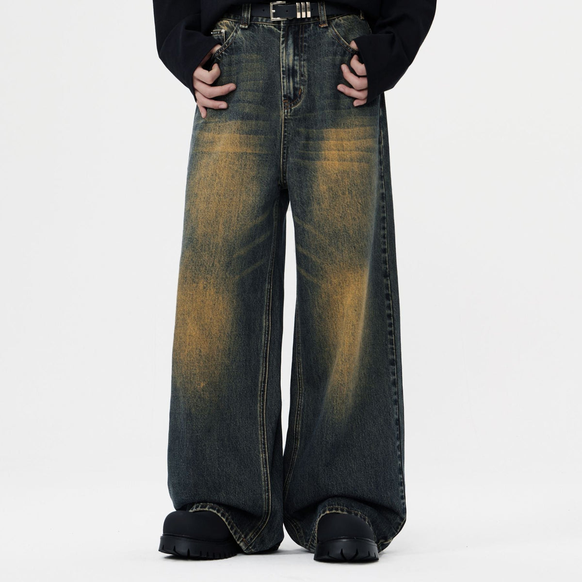 Vintage Washed Straight Leg Jeans-INNBLAC Fashion Apparel