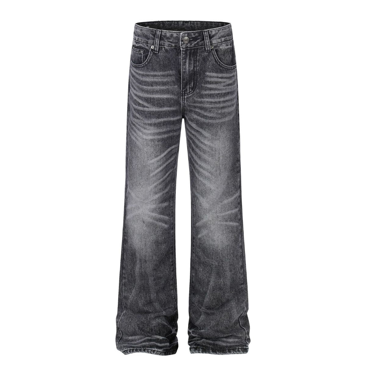 Vintage Washed Black Flared Denim Jeans