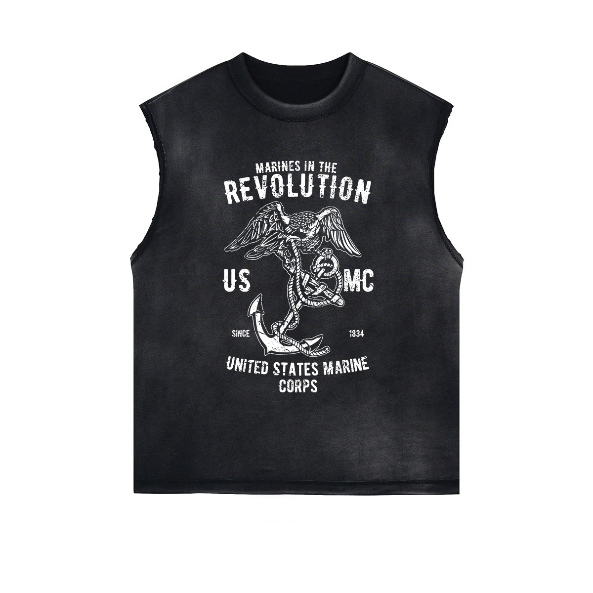 Marines Revolution Retro Sleeveless Faded Tee-INNBLAC Fashion Apparel