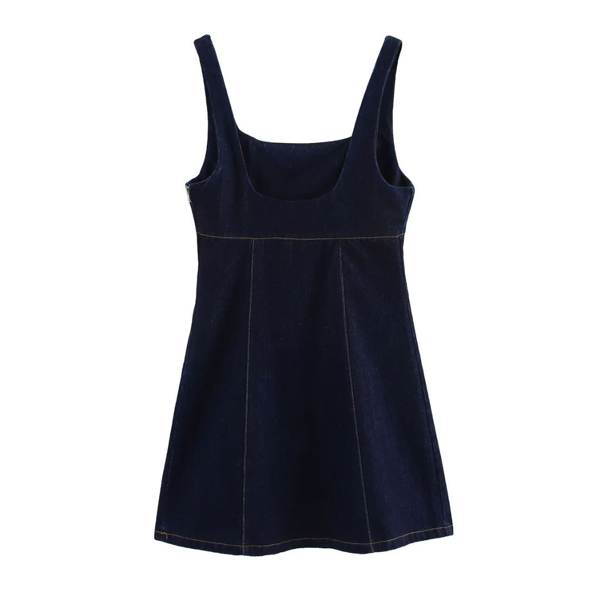 Classic Denim Square Neck A-Line Dress