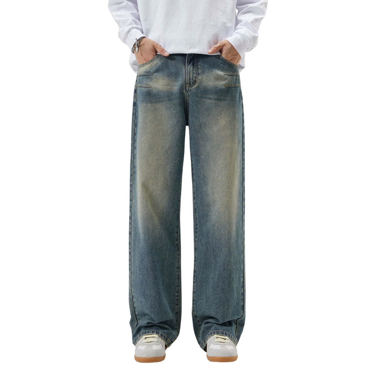 Washed Straight Leg Denim Pants-INNBLAC Fashion Apparel