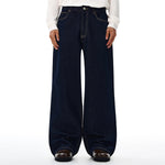 Wide Leg Dark Denim Jeans Classic Fit