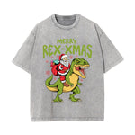 Merry Rex-Xmas Dinosaur & Santa Graphic Tee-INNBLAC Fashion Apparel