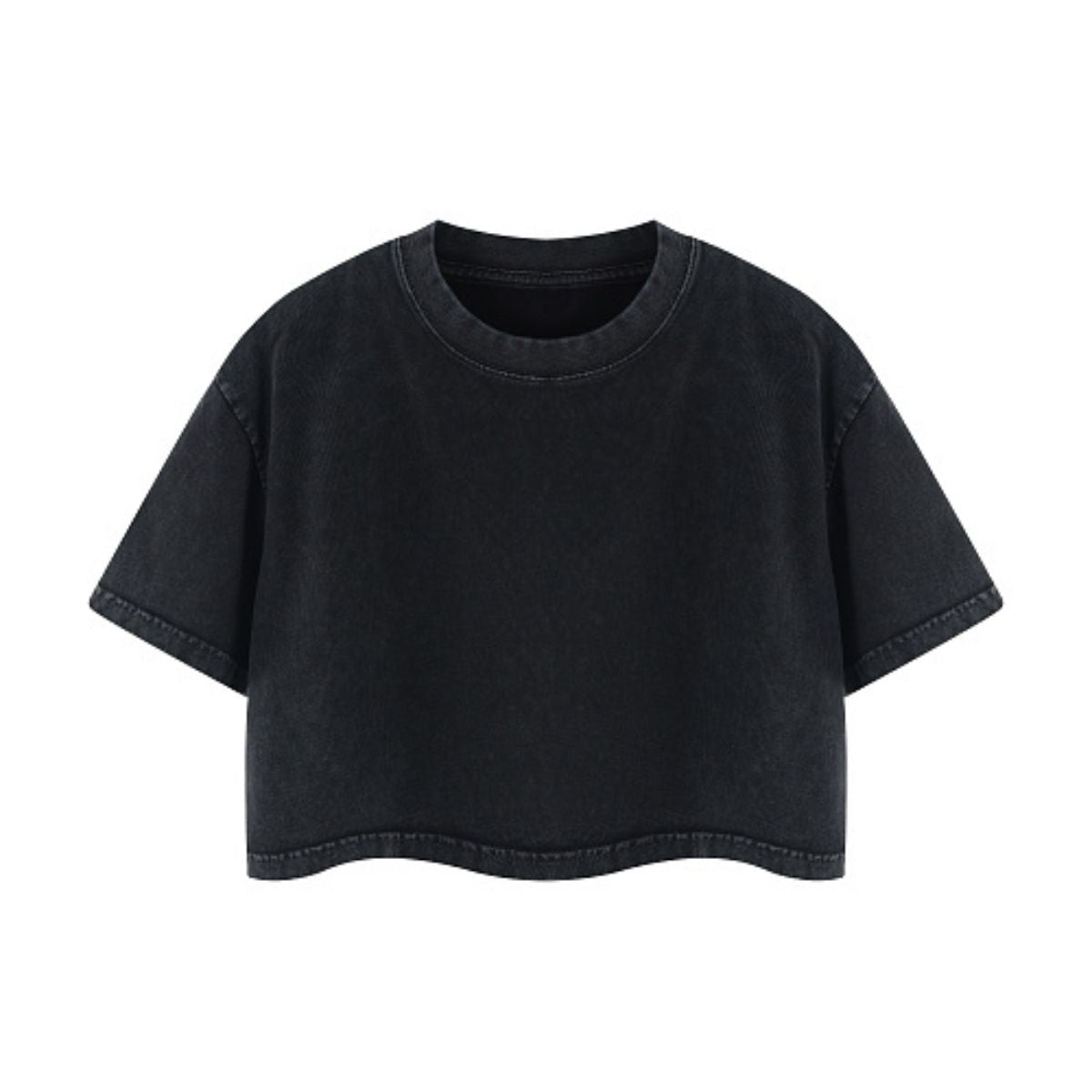 Snowflake Washed Boxy Cropped Cotton Tee 2026