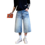 Vintage Wash Straight Leg Denim Shorts