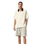 Vintage Washed Colorblock Relaxed Fit Polo T-Shirt