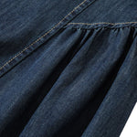 Lace Trim Puff Sleeve Denim Midi Dress