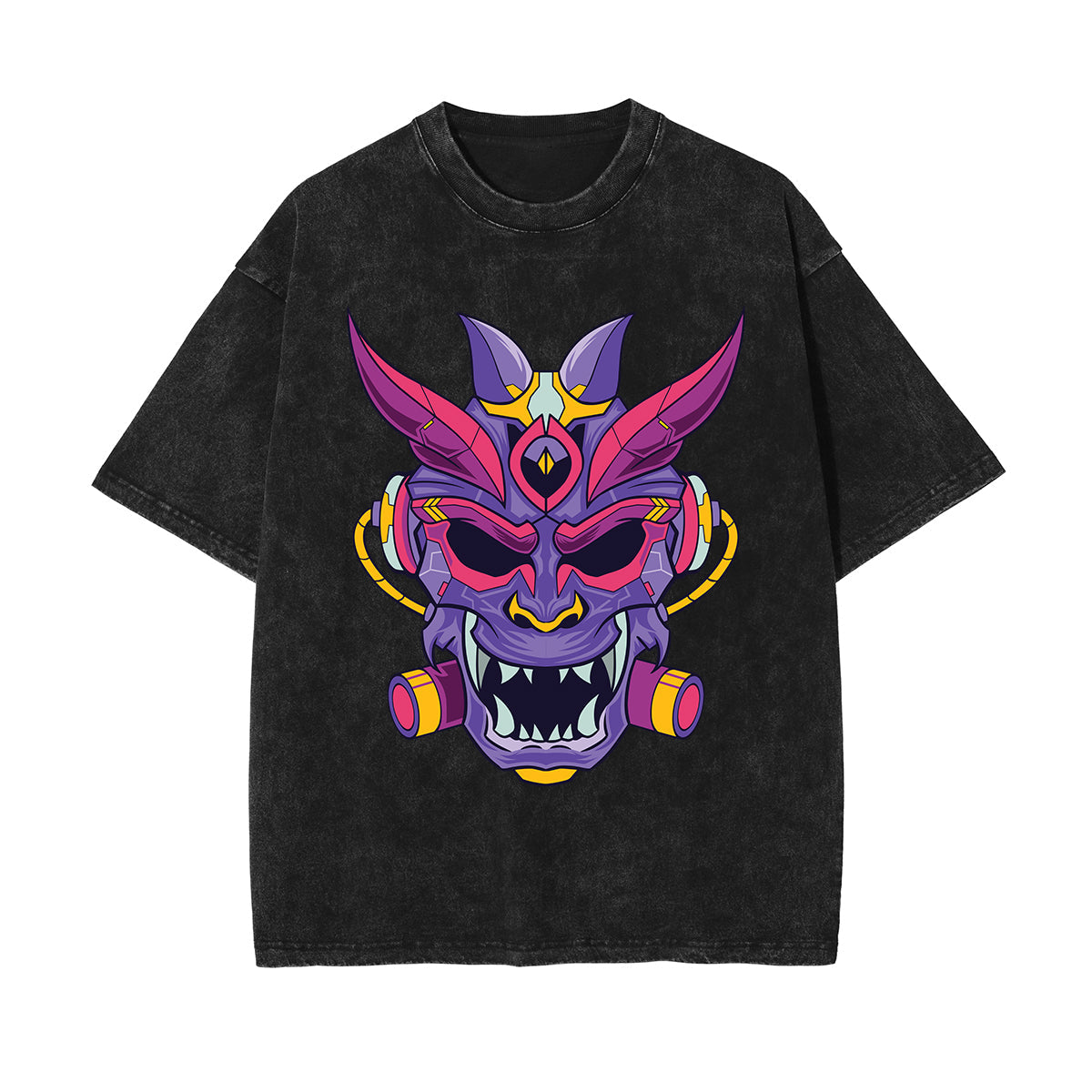 Oni Mask Mecha Graphic Tee-INNBLAC Fashion Apparel