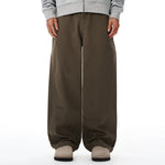 Curved Wide Leg High Waist Clean Stitch Workwear Pants