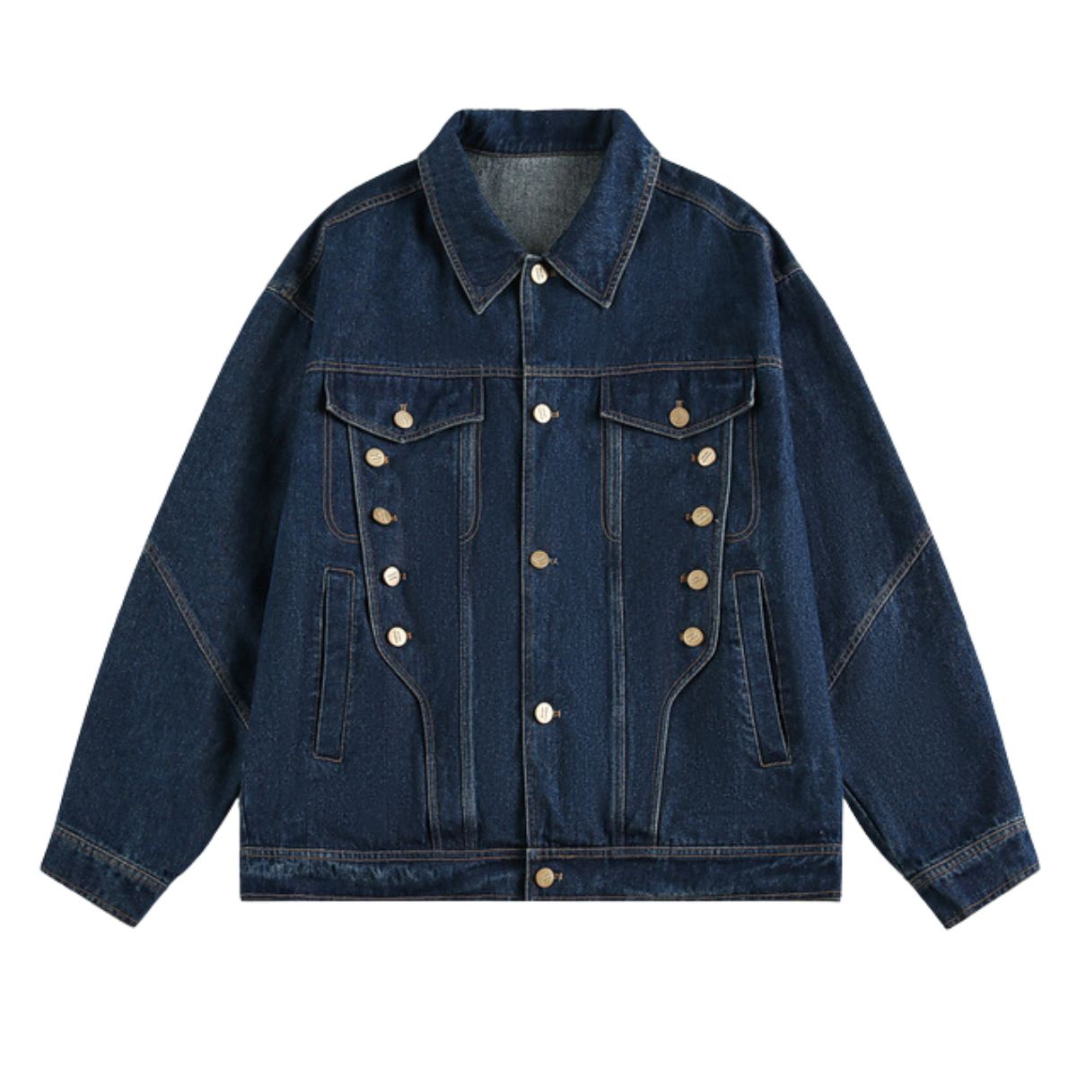 Retro Double-row Metal Studs Decorated Basic High-sense Denim Jacket