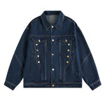 Retro Double-row Metal Studs Decorated Basic High-sense Denim Jacket