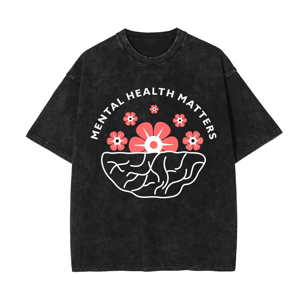 Mental Health Matters & Flowers Graphic Tee-INNBLAC Fashion Apparel