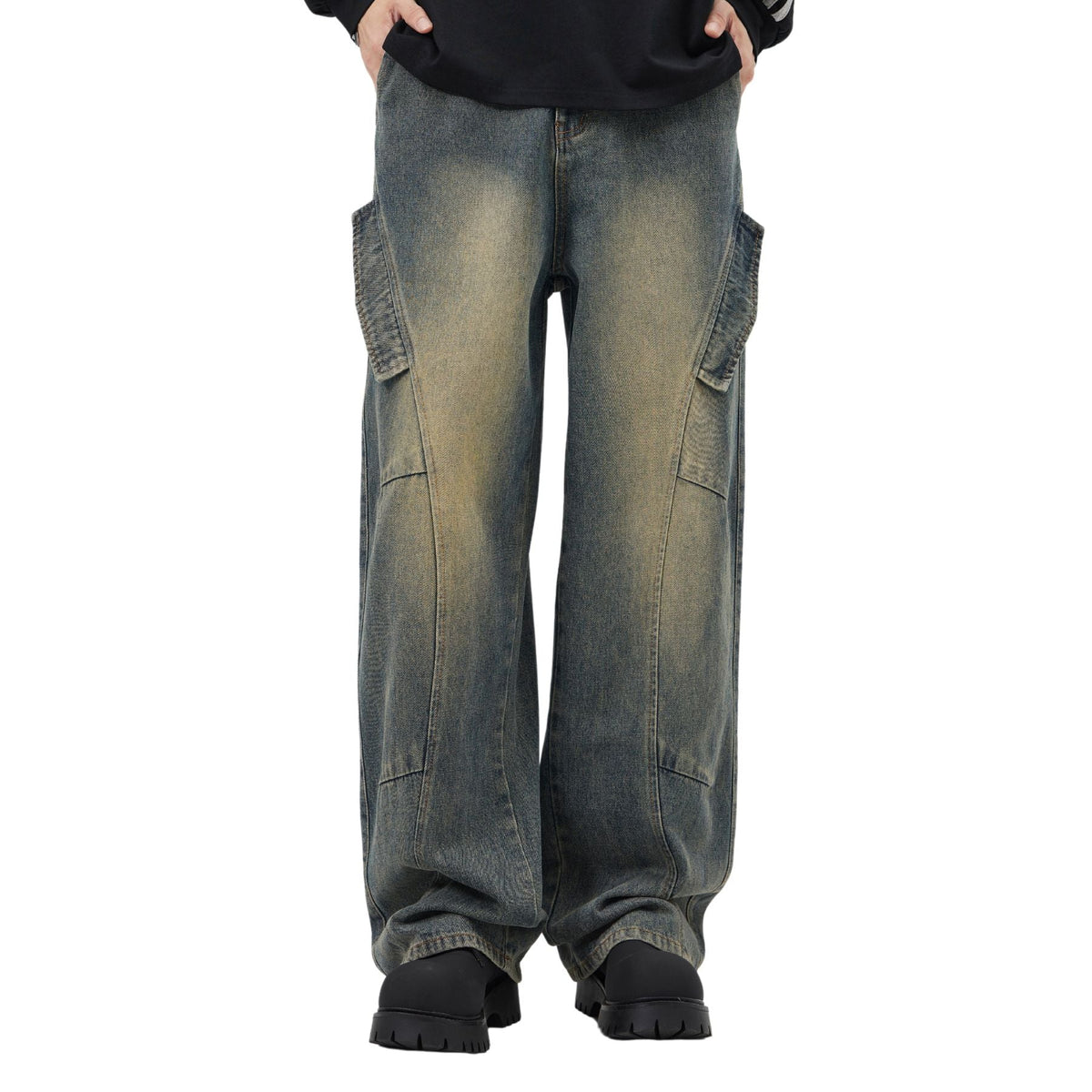 Vintage Washed Straight Leg Jeans-INNBLAC Fashion Apparel