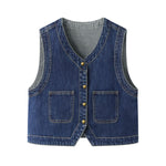 Classic Blue Boxy Denim Vest