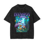 Invasion Washed Cartoon Graphic Tee-INNBLAC Fashion Apparel