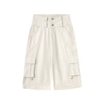 High-Waist Multi-Pocket Cargo Bermuda Shorts