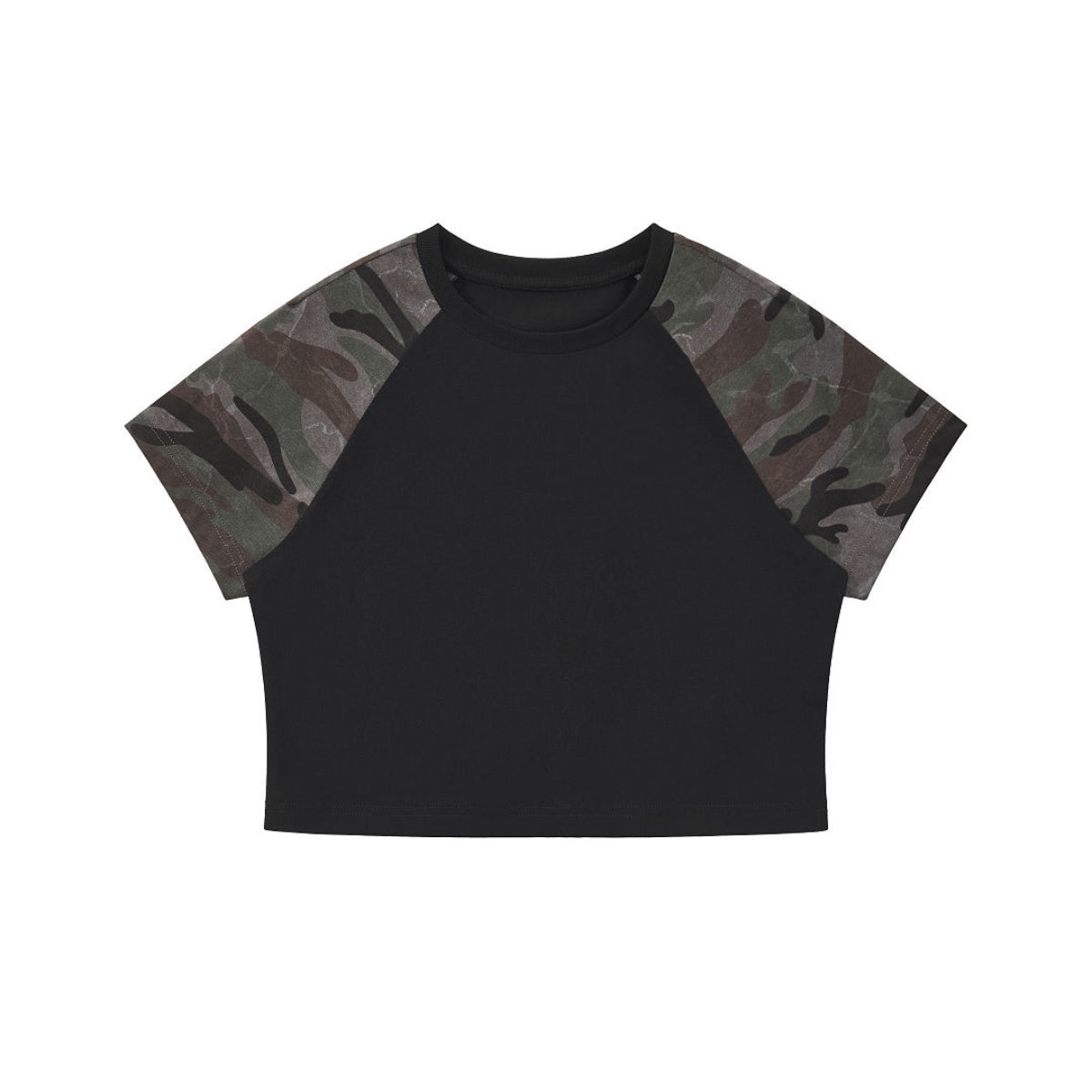 Raglan Camo Spice Girl Cropped Tee