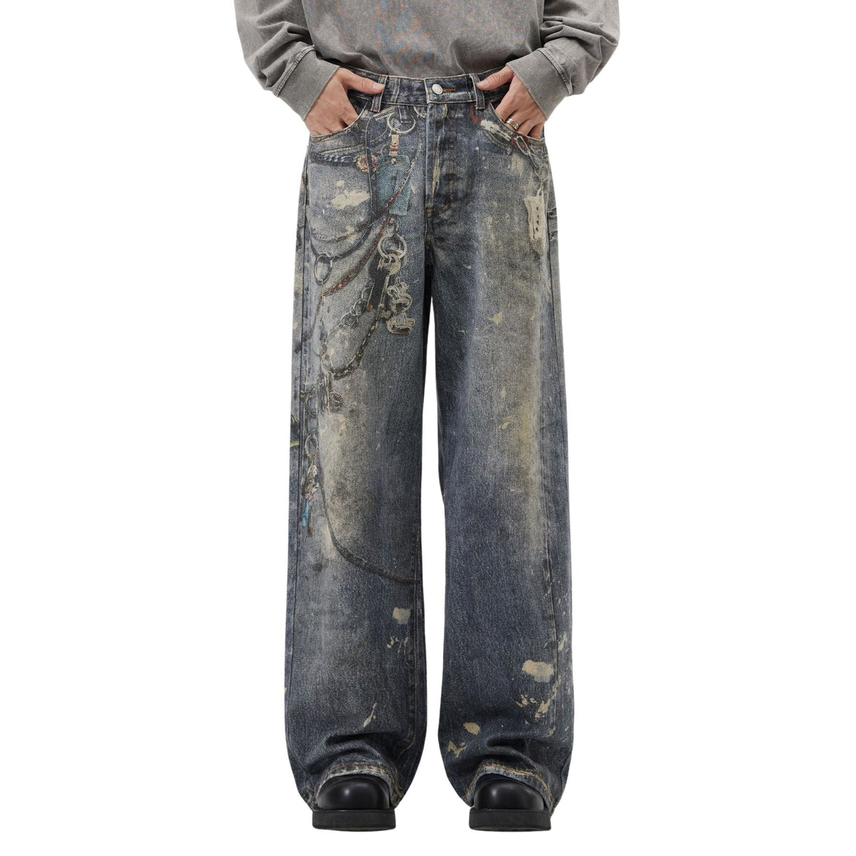 Street Digital Print Jeans-INNBLAC Fashion Apparel