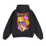 Burn Out Double Slider Zip Hoodie-INNBLAC Fashion Apparel