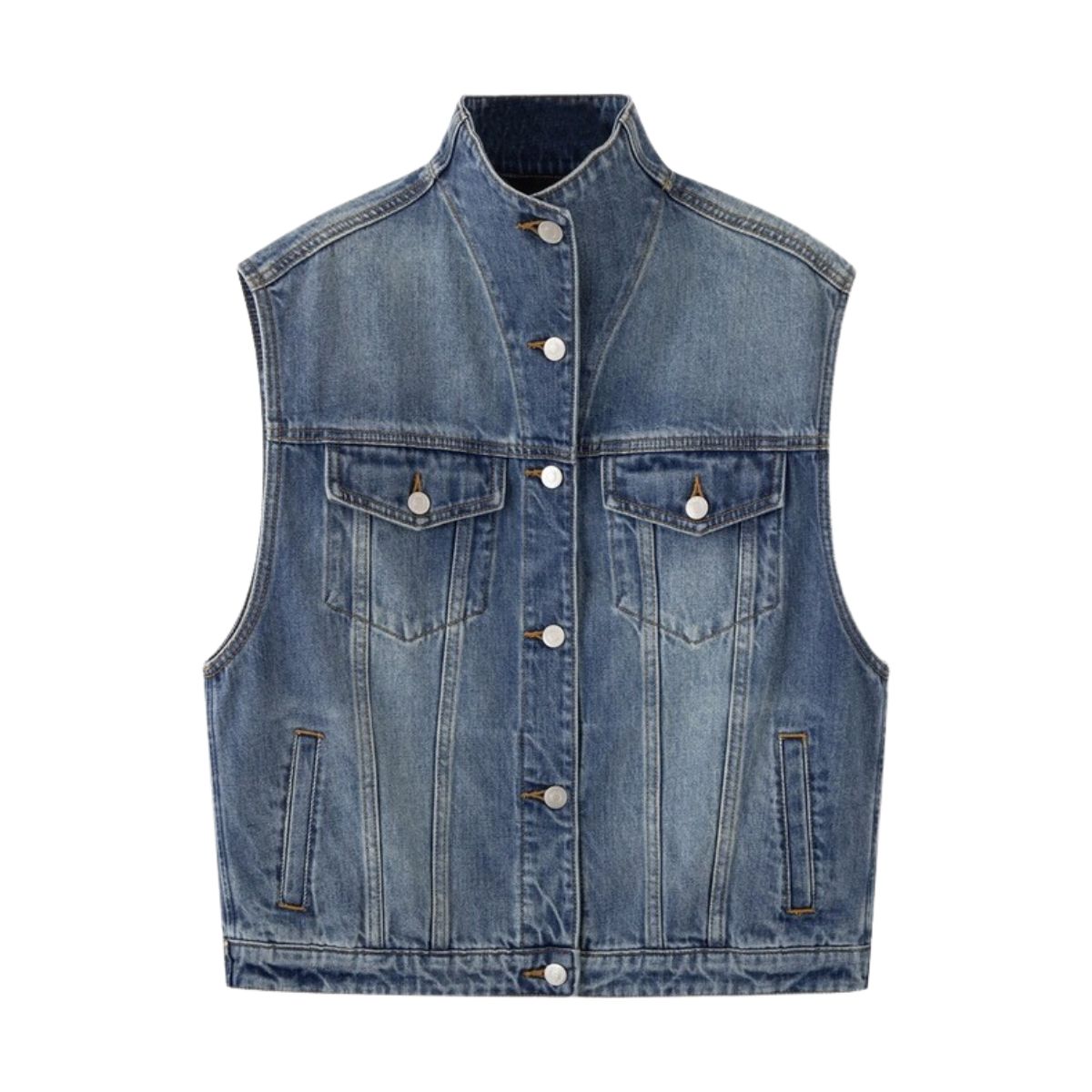 Spring Summer Sleeveless Loose Fit Denim Vest Top