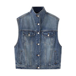 Spring Summer Sleeveless Loose Fit Denim Vest Top