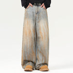 Muddy Washed Wide Leg Jeans-INNBLAC Fashion Apparel