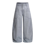 Vintage Washed Baggy Curved-Leg Cargo Pants