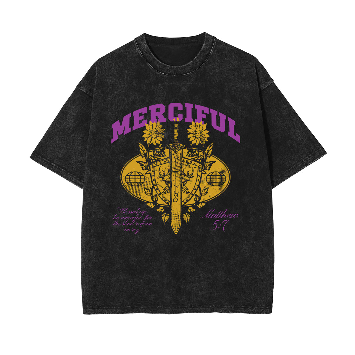 Merciful Christian Stone Wash Graphic Tee-INNBLAC Fashion Apparel