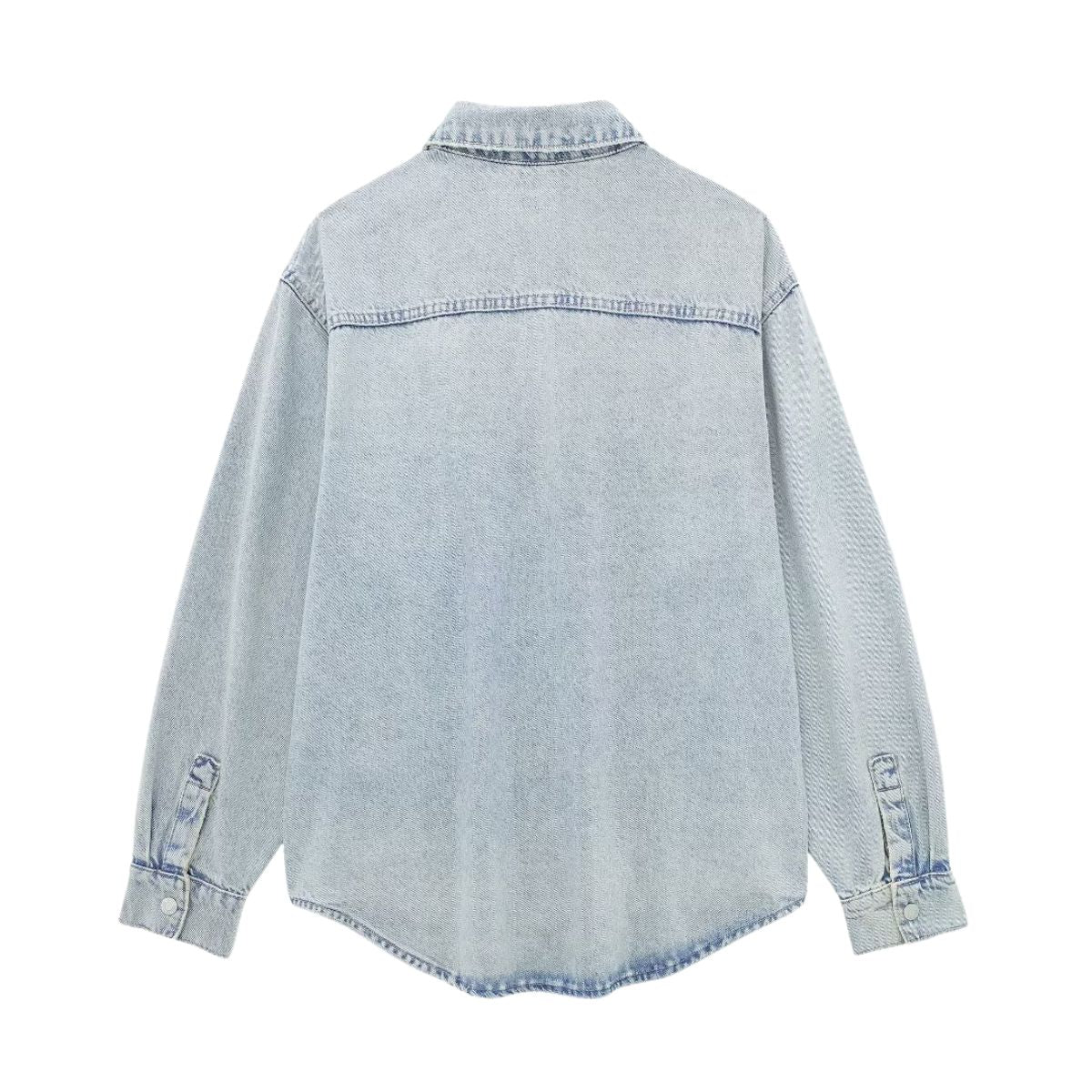 Women's Loose Street Style Mid-length Double Pocket Denim Shirt