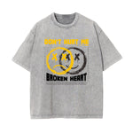 Broken Heart Smile Face Graphic Tee-INNBLAC Fashion Apparel