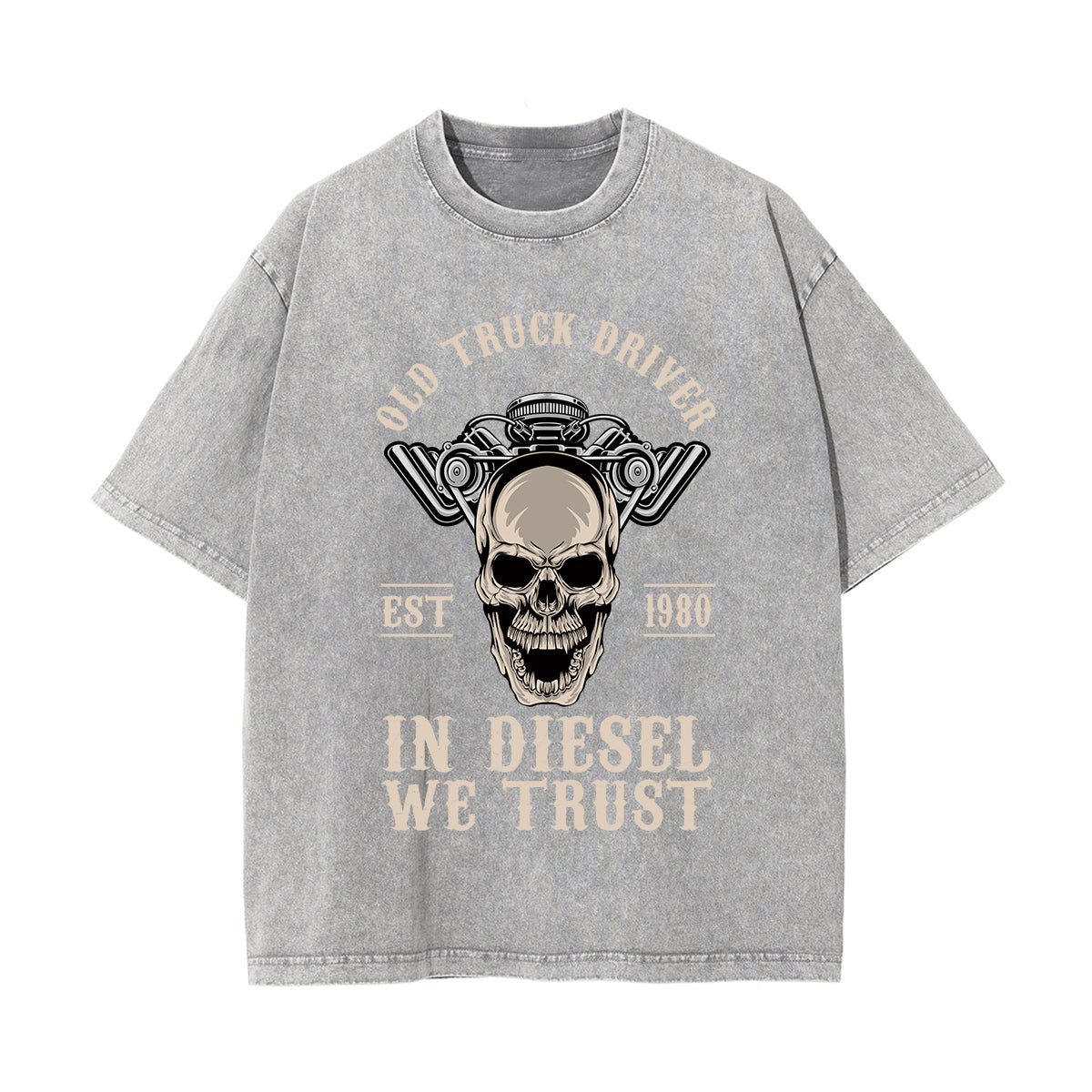 Old Truck Driver Stone Wash Graphic Tee-INNBLAC Fashion Apparel