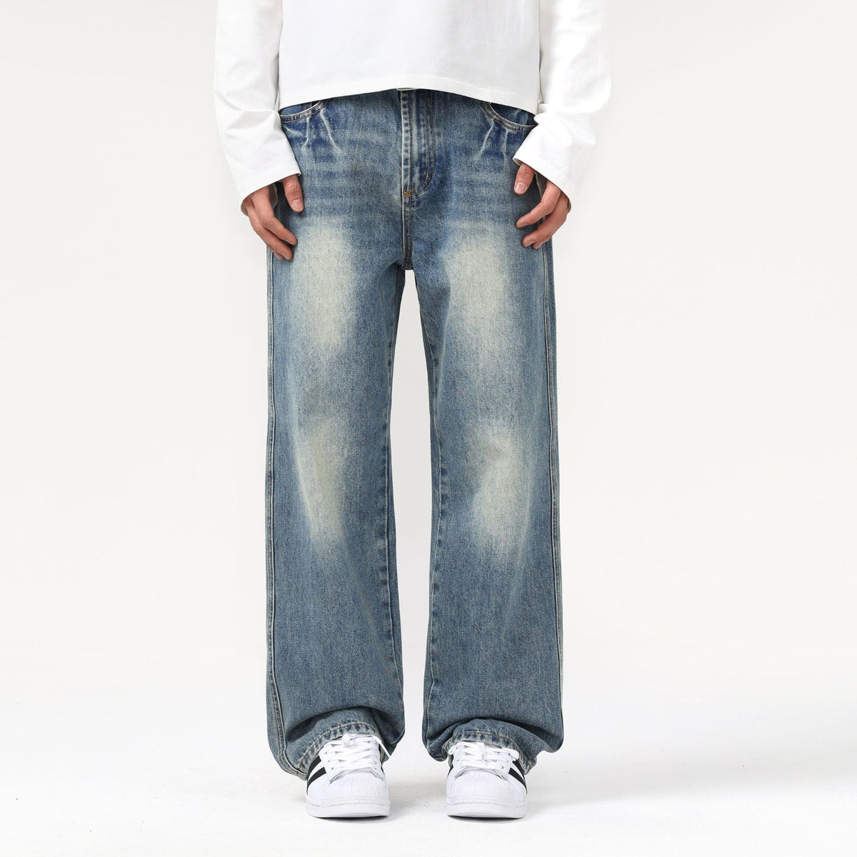 Cleanfit Baggy Washed Faded Jeans-INNBLAC Fashion Apparel