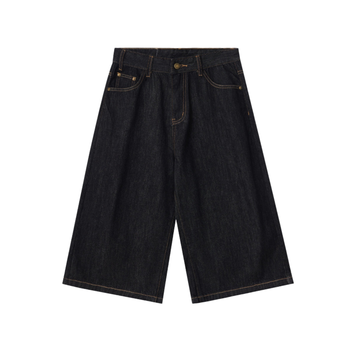 Raw Loose Straight-Leg Bermuda Washed Denim Shorts